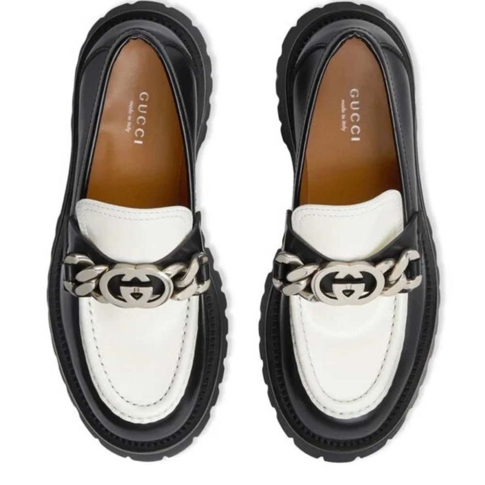 NIB Gucci Cordovan GG Logo Chain Ilde Harald Lug Platform